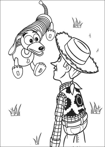 Woody, Sheriff And Slinky Dog  Coloring Page